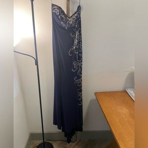 Navy blue sequins design on side, worn once